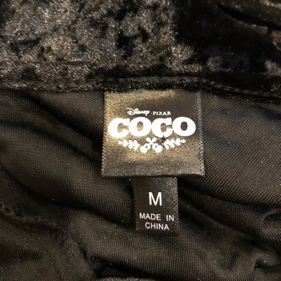 Disney Pixar Coco Black Velvet Cold Shoulder Dress - Picture 5 of 6